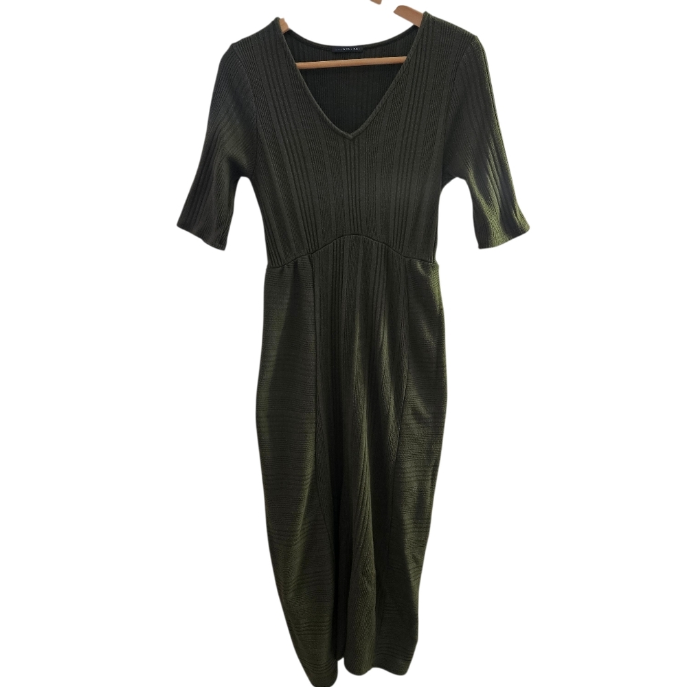 West Kei Ribbed Green Midi Dress
